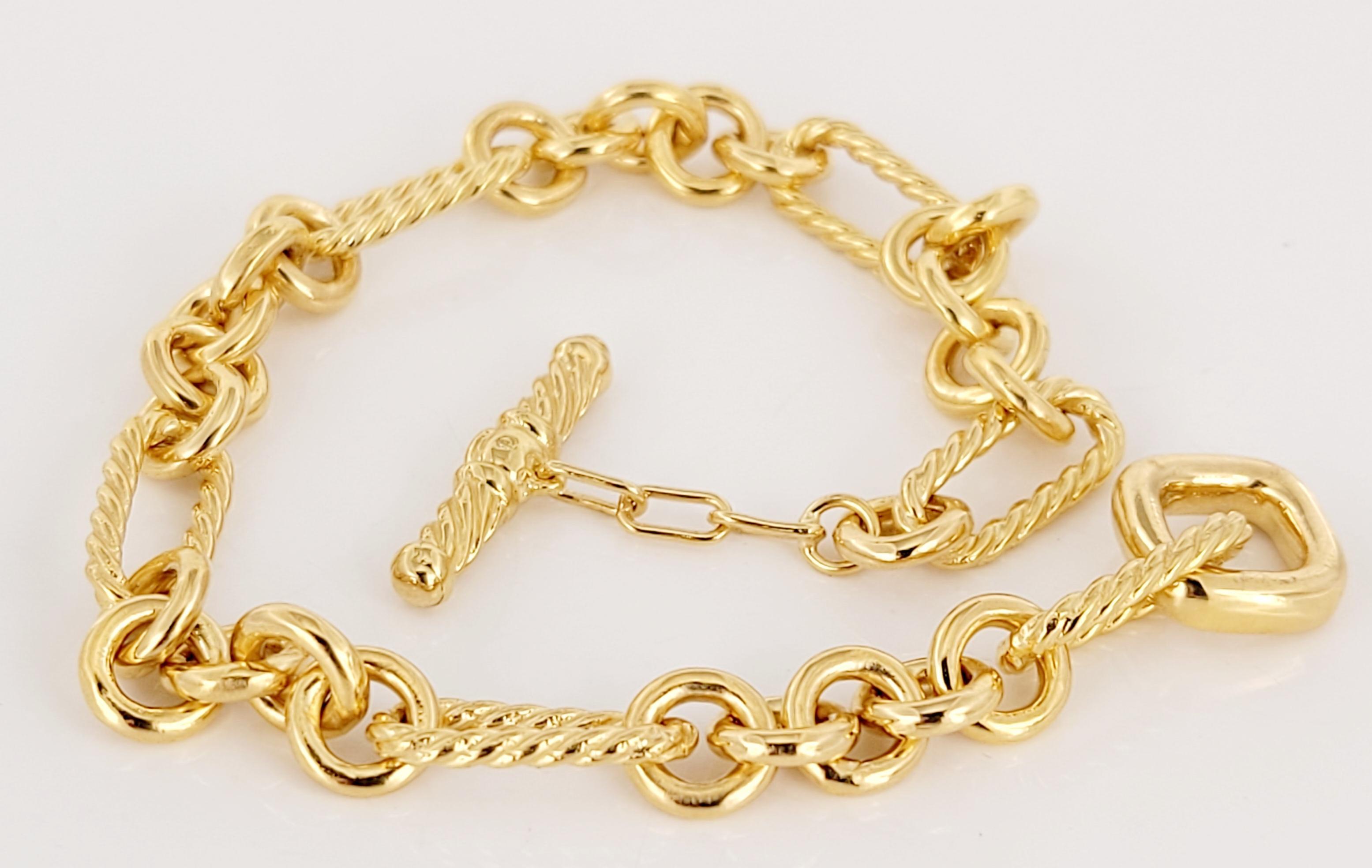 Brand David Yurman
Style: Cable Figaro Link 
Type: Bracelet
Metal: Yellow Gold 
Purity 18K
Bracelet Length 8'' Long
Weight 29.5gr 
Comes with David Yurman pouch
Retail Price $4.250