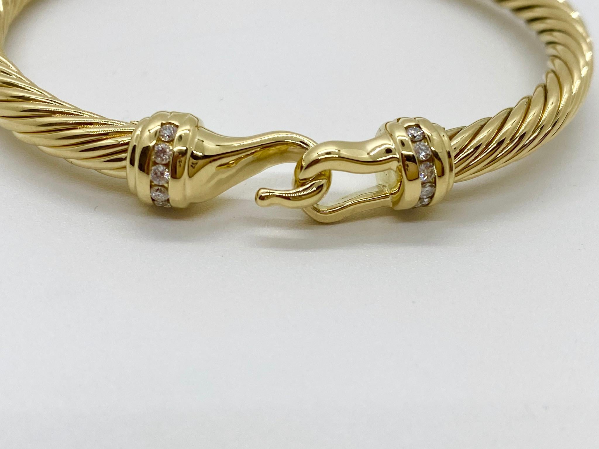 Women's or Men's David Yurman 18 Karat Yellow Diamond Cable Bracelet For Sale
