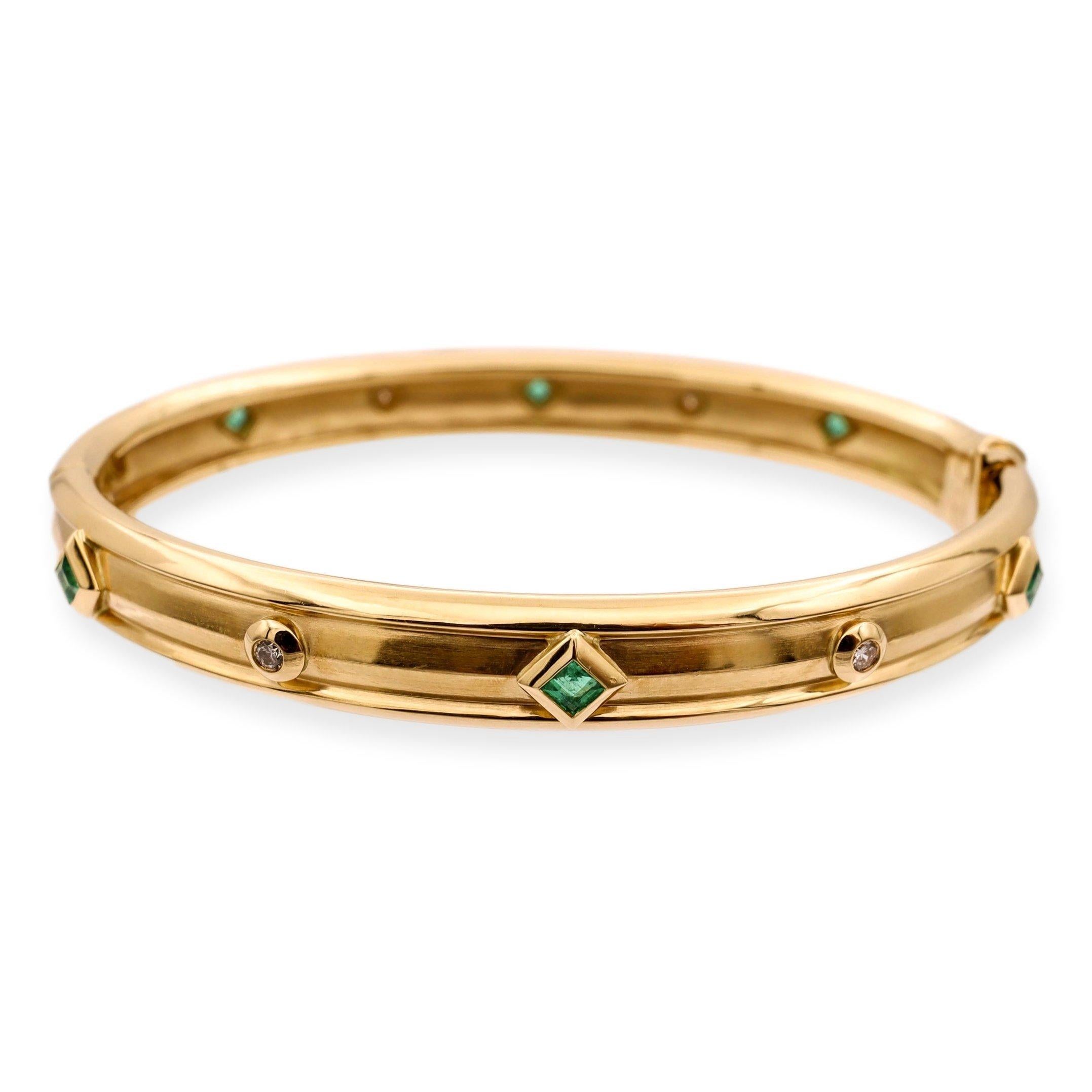 Women's or Men's David Yurman 18ky Gold Modern Renaissance Gold Diamond Emerald Bracelet Medium