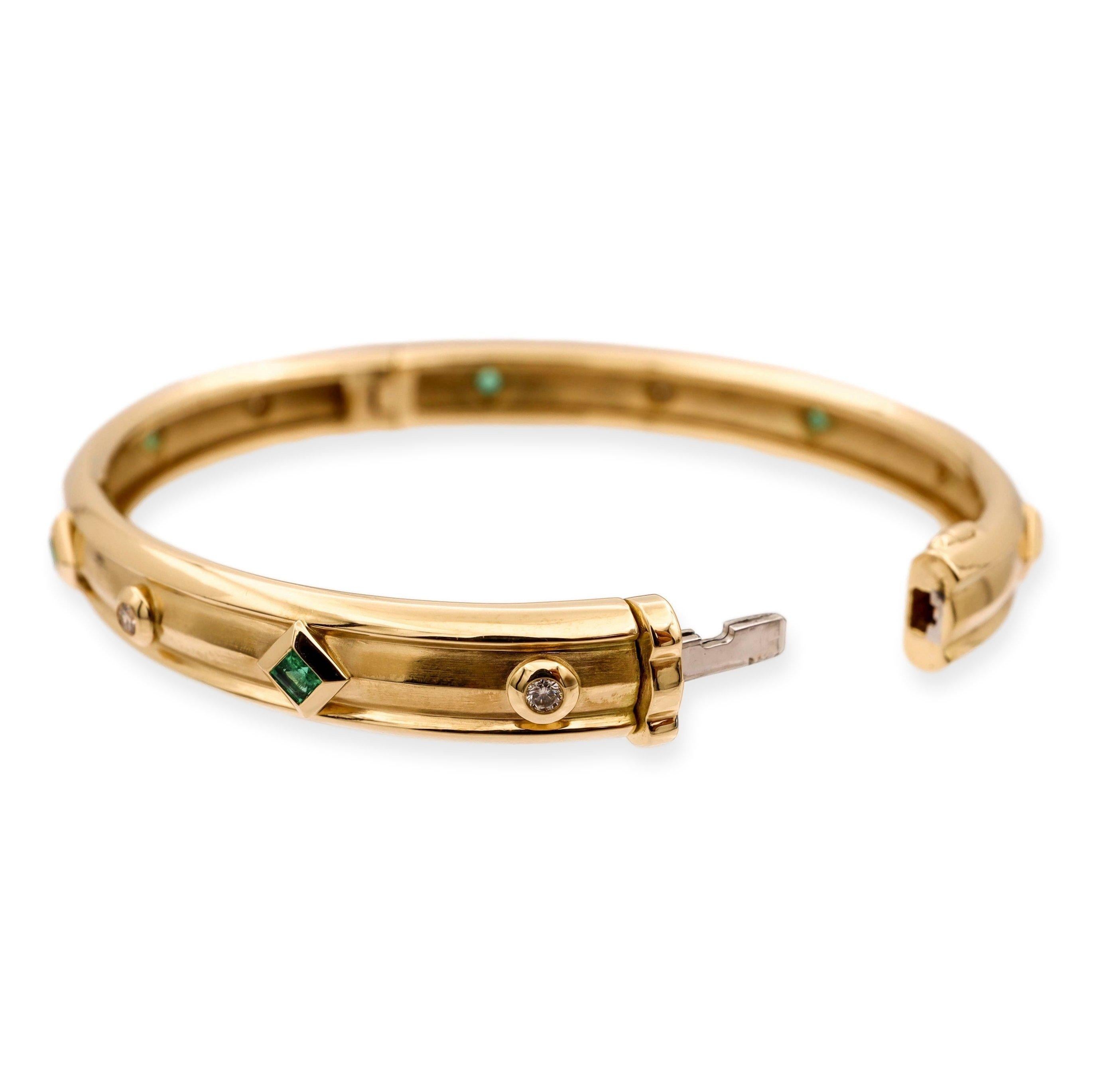 David Yurman 18ky Gold Modern Renaissance Gold Diamond Emerald Bracelet Medium 1