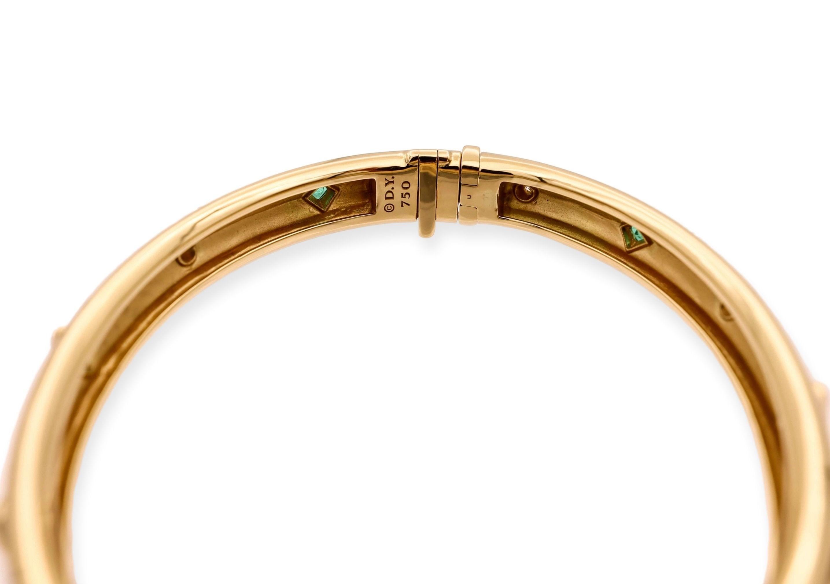 David Yurman 18ky Gold Modern Renaissance Gold Diamond Emerald Bracelet Medium 2