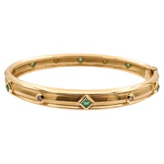 David Yurman 18ky Gold Modern Renaissance Gold Diamond Emerald Bracelet Medium