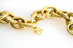 David Yurman 18 Karat Yellow Oval Rope Link Choker Necklace