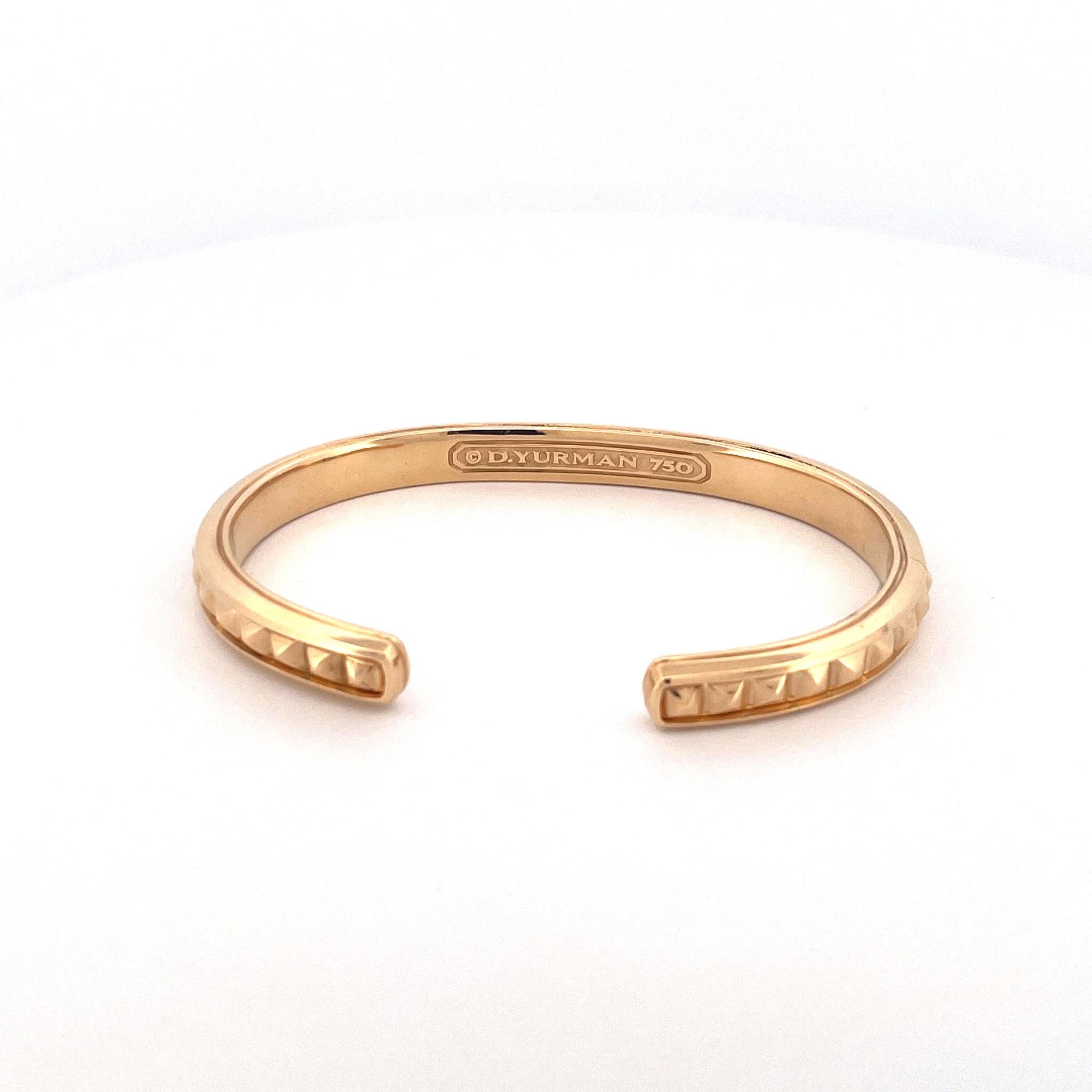 Modern David Yurman 1990s 18k Yellow Gold Gentleman's Cuff Bracelet For Sale