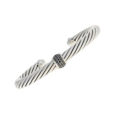 David Yurman .20 Carat Black Diamond Cable Classics Bracelet Ster Cuff