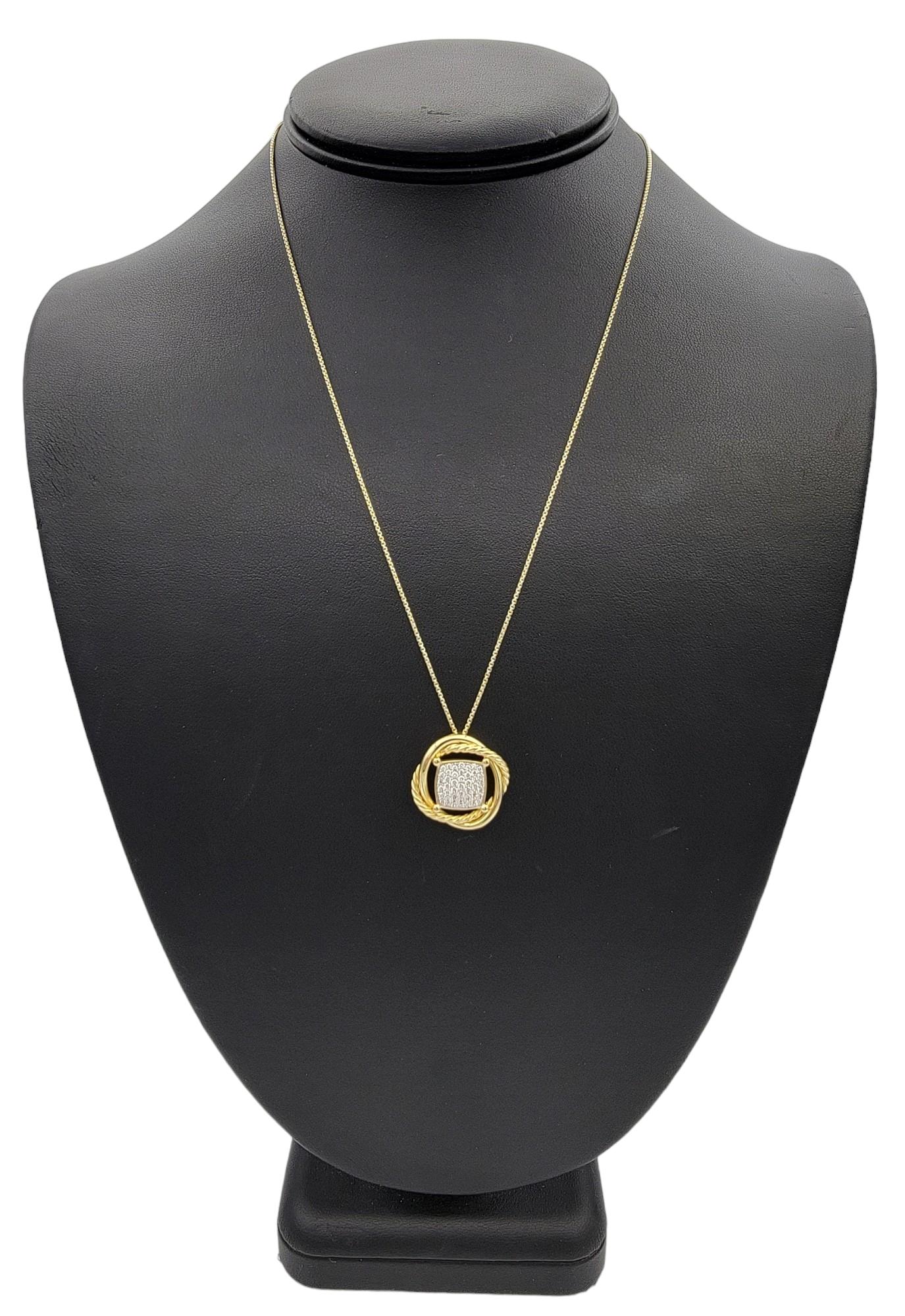 David Yurman 20 mm Infinity Pendant Necklace with Diamonds 18 Karat Yellow Gold 4