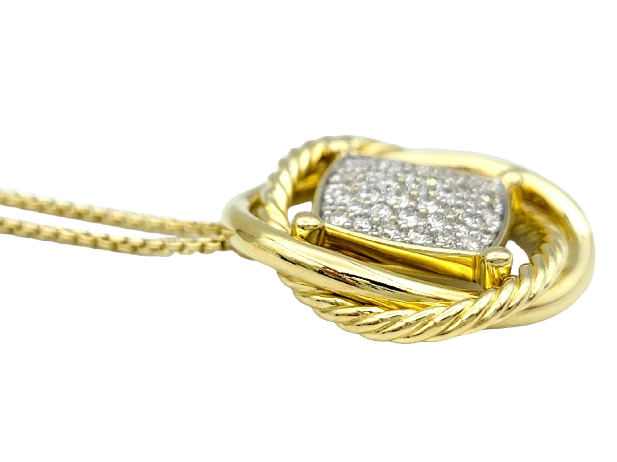 Contemporary David Yurman 20 mm Infinity Pendant Necklace with Diamonds 18 Karat Yellow Gold