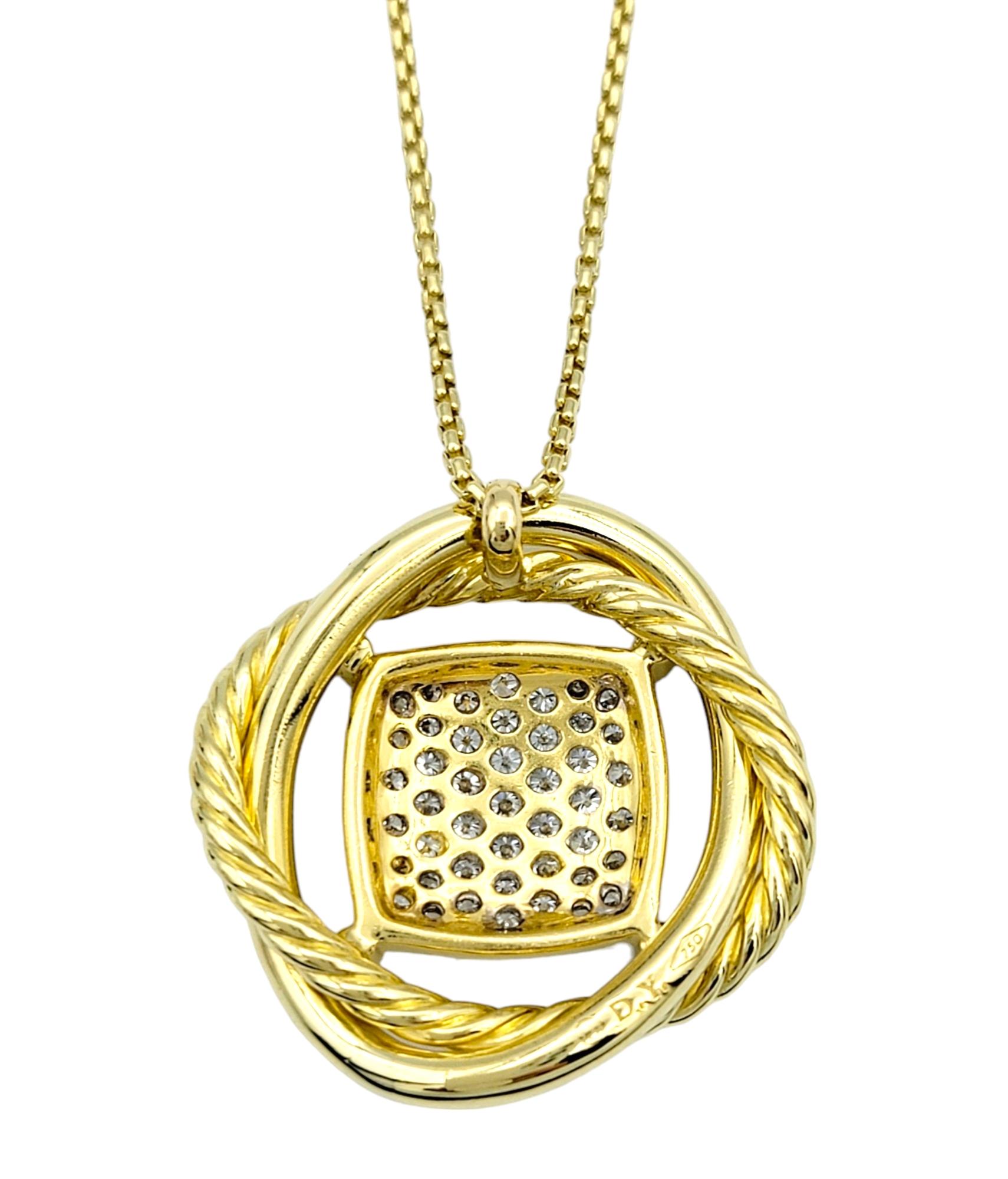 Women's David Yurman 20 mm Infinity Pendant Necklace with Diamonds 18 Karat Yellow Gold