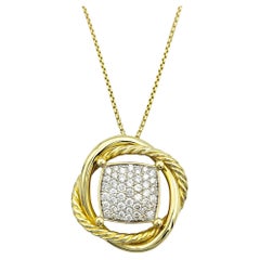 David Yurman 20 mm Infinity Pendant Necklace with Diamonds 18 Karat Yellow Gold