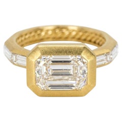 David Yurman 2.01 Carat GIA Emerald Cut Diamond 18K Gold Engagement Ring