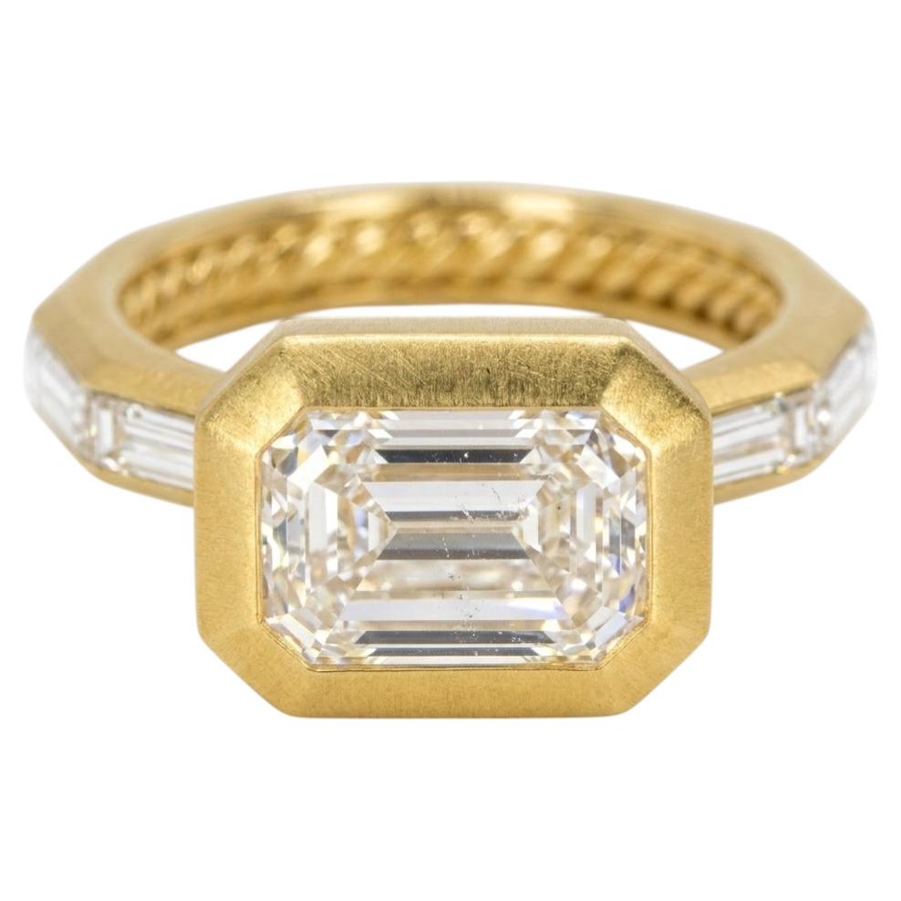 David Yurman 2.01 Carat GIA Emerald Cut Diamond 18K Gold Engagement Ring For Sale