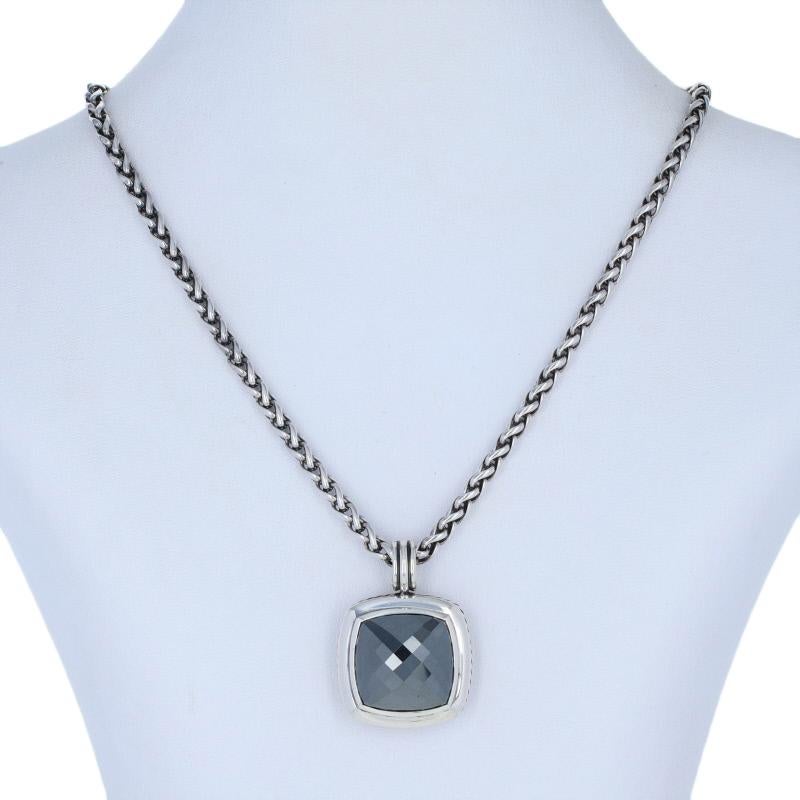 This gorgeous designer enhancer pendant necklace is accompanied by a signature David Yurman drawstring pouch.

Brand: David Yurman
Collection: Albion

Metal Content: Guaranteed Sterling Silver as stamped

Stone Information:
Genuine Hematite
Color: