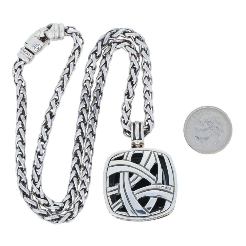 David Yurman Hematite Albion Enhancer Pendant Necklace, Sterling Silver 1