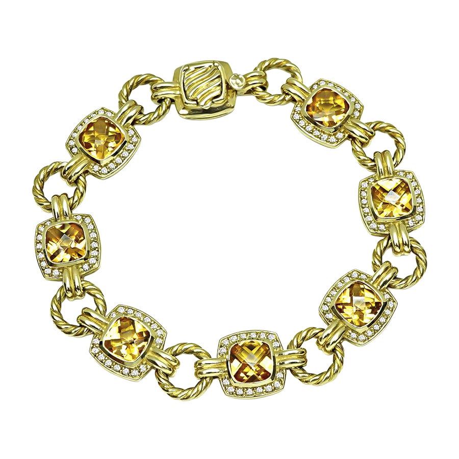 David Yurman Bracciale in oro con Citrino 21,00ct e Diamante 1,00ct