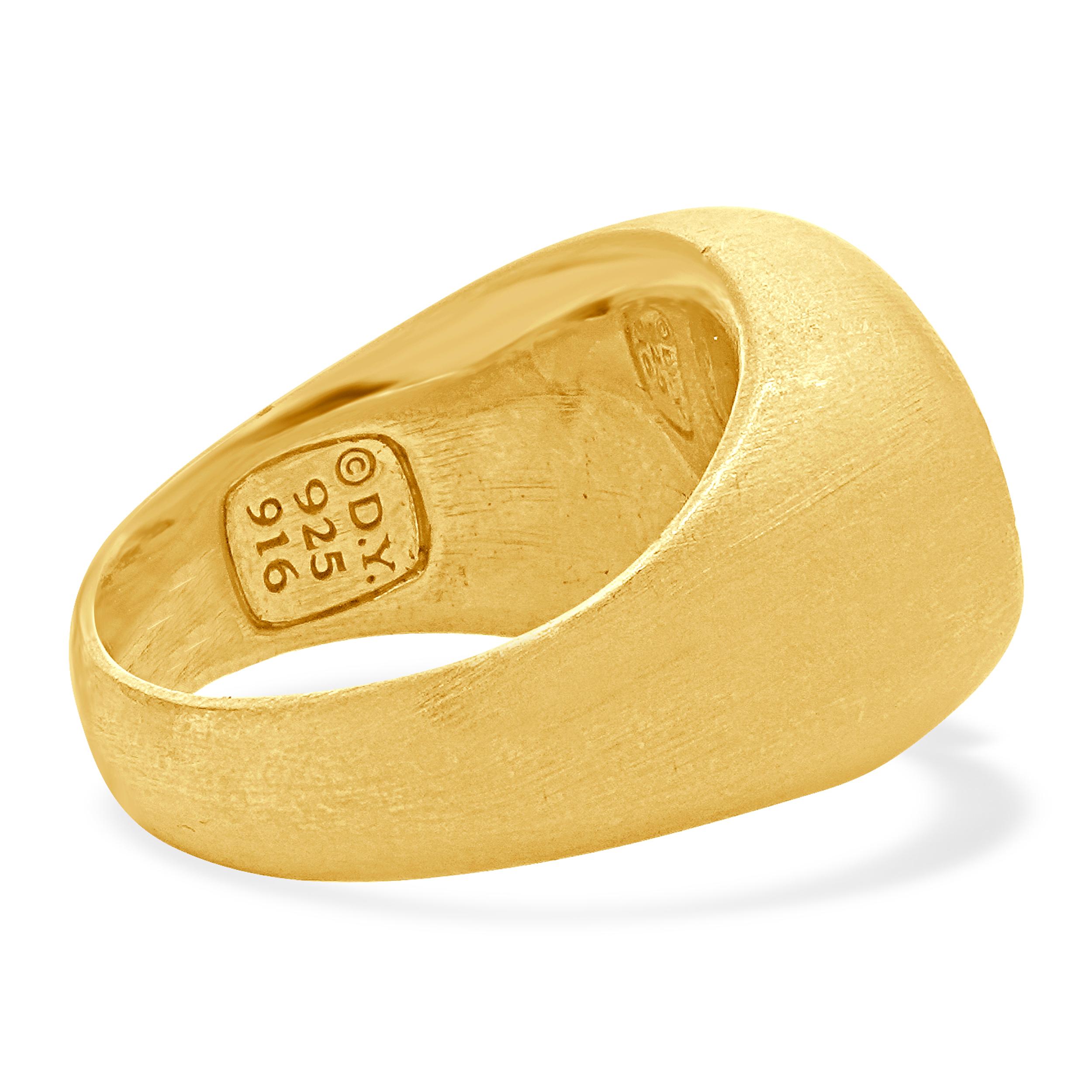 Women's David Yurman 22 Karat Yellow Gold and Sterling Silver Petrvs Lion and Ox Ring For Sale