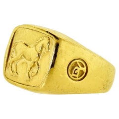 David Yurman 22K Gold Large Horse Signet Ring, Petrvs Collection, size 10.5