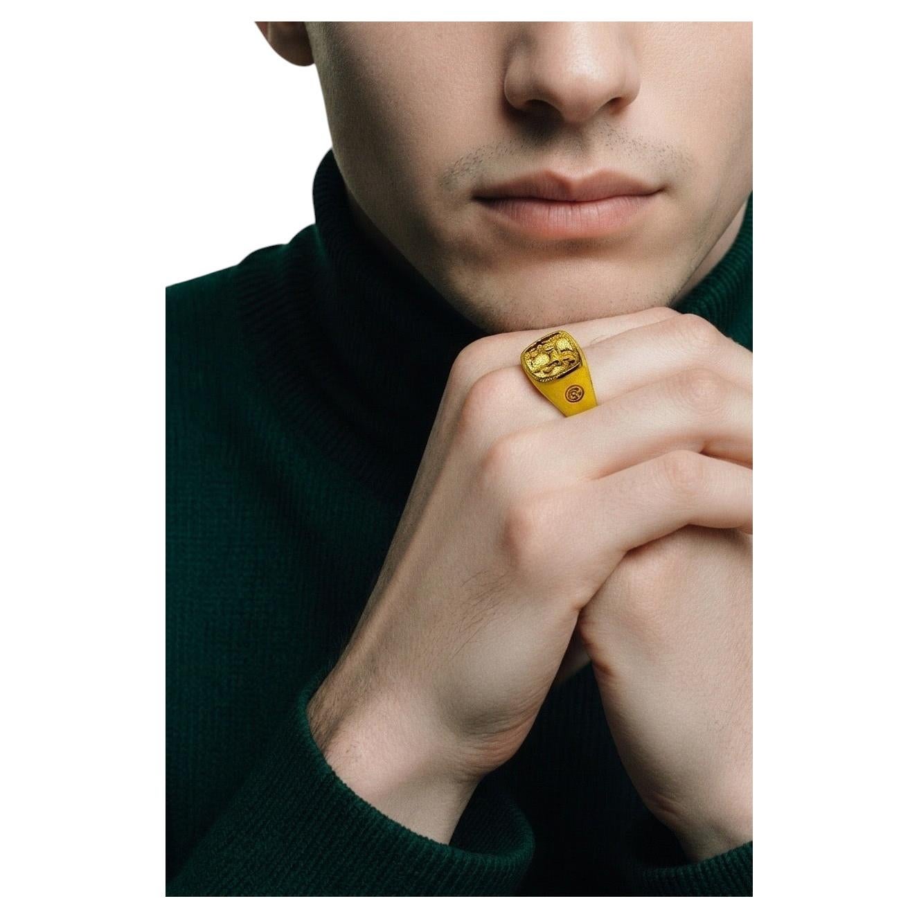 Pre-owned David Yurman 22k Gold Large Signet Ring, Petrvs Collection, Size 10.5 In Multiple