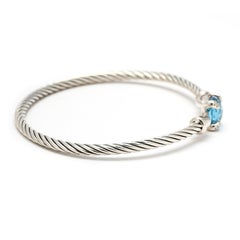 David Yurman 2.53ctw Blue Topaz & Diamond Tension Bracelet, Sterling Silver