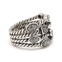 David Yurman .25ctw Diamond Stacked Band Ring, Sterling Silver, Ring Size 7