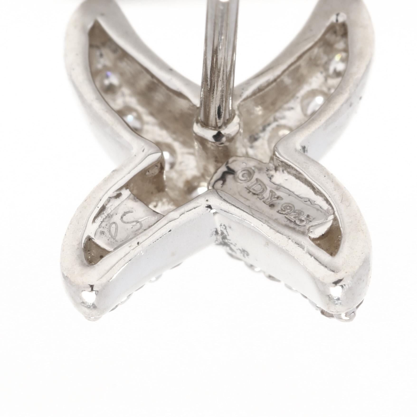 Taille brillant David Yurman - Boucles d'oreilles X à diamant de 0,25ctw, argent sterling en vente