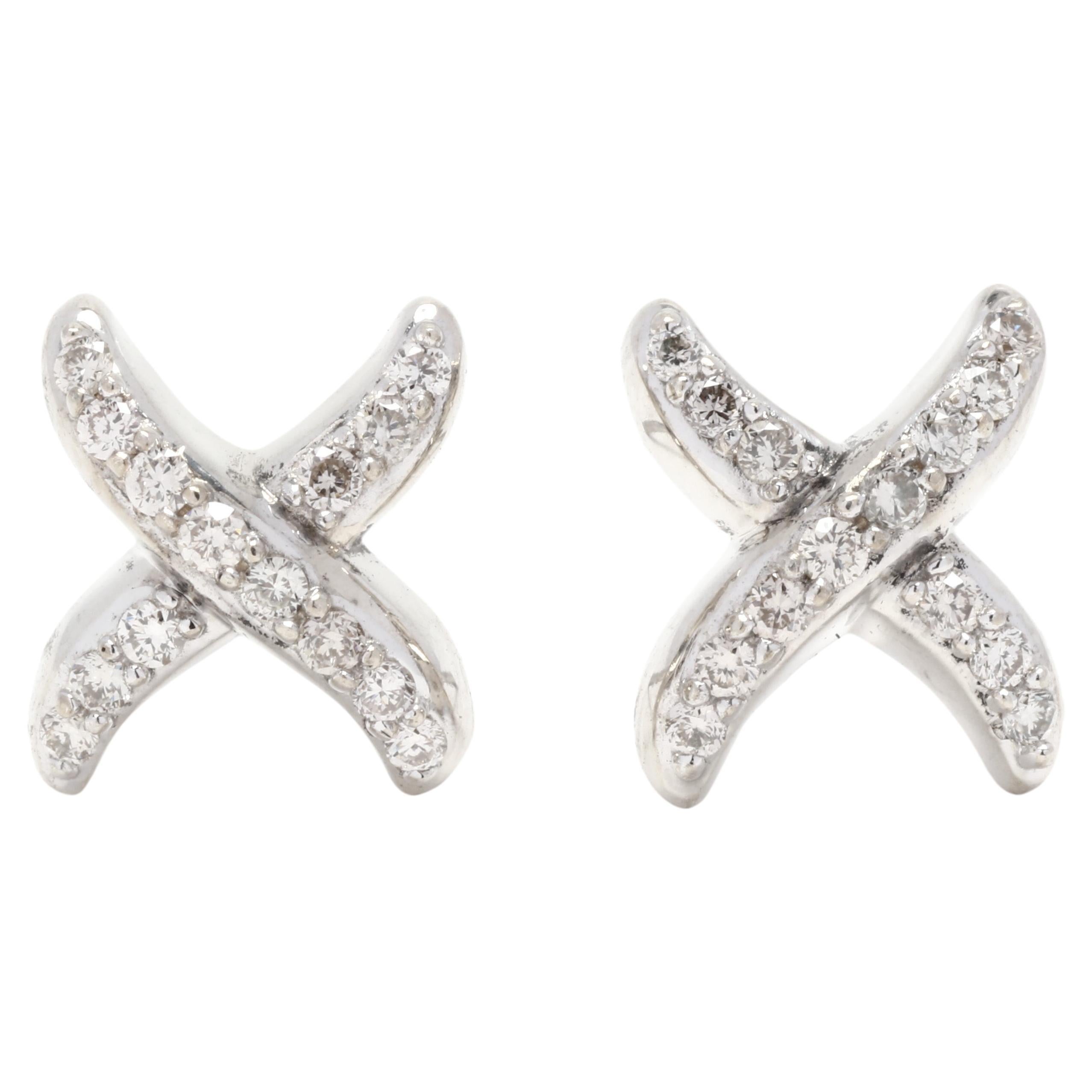 David Yurman .25ctw Diamond X Stud Earrings, Sterling Silver For Sale