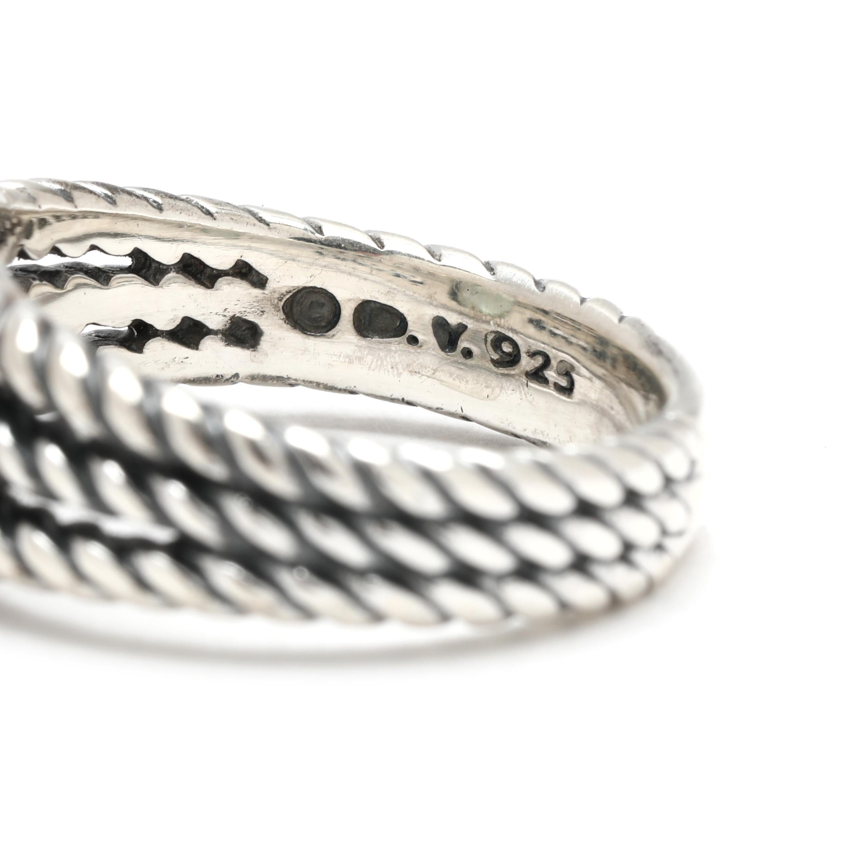 Women's or Men's David Yurman 2.73ctw Prasiolite and Diamond Ring, Sterling Silver, Ring Size 7