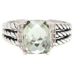 David Yurman, bague en argent sterling, Prasiolite et diamants 2,73 ctw, taille 7