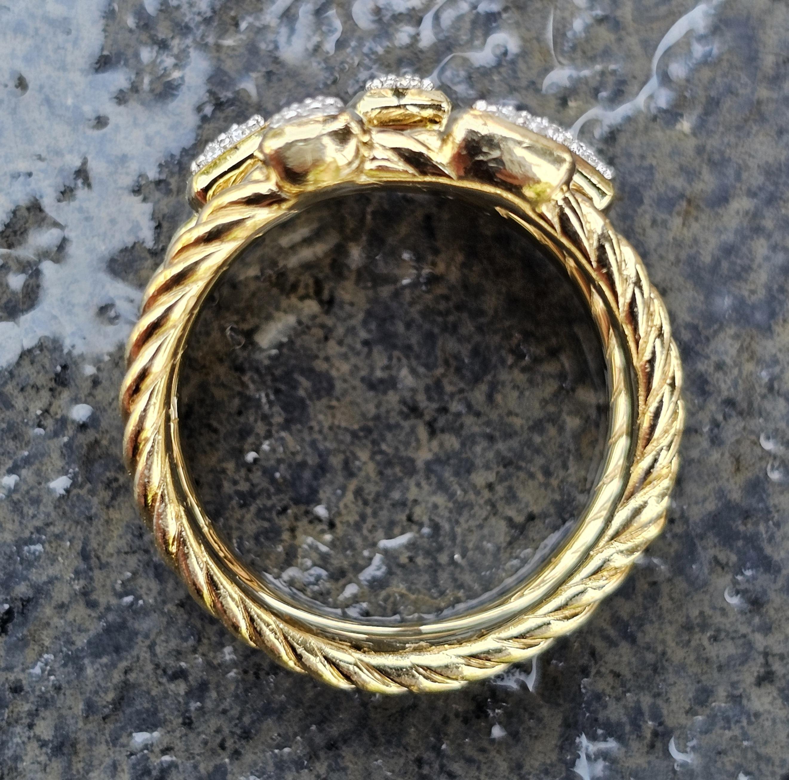 David Yurman 3 Row Konfetti Diamant Ring 18k Gelbgold 11g sz 6 14mm breit im Angebot 3