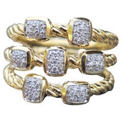 David Yurman 3 Row Konfetti Diamant Ring 18k Gelbgold 11g sz 6 14mm breit
