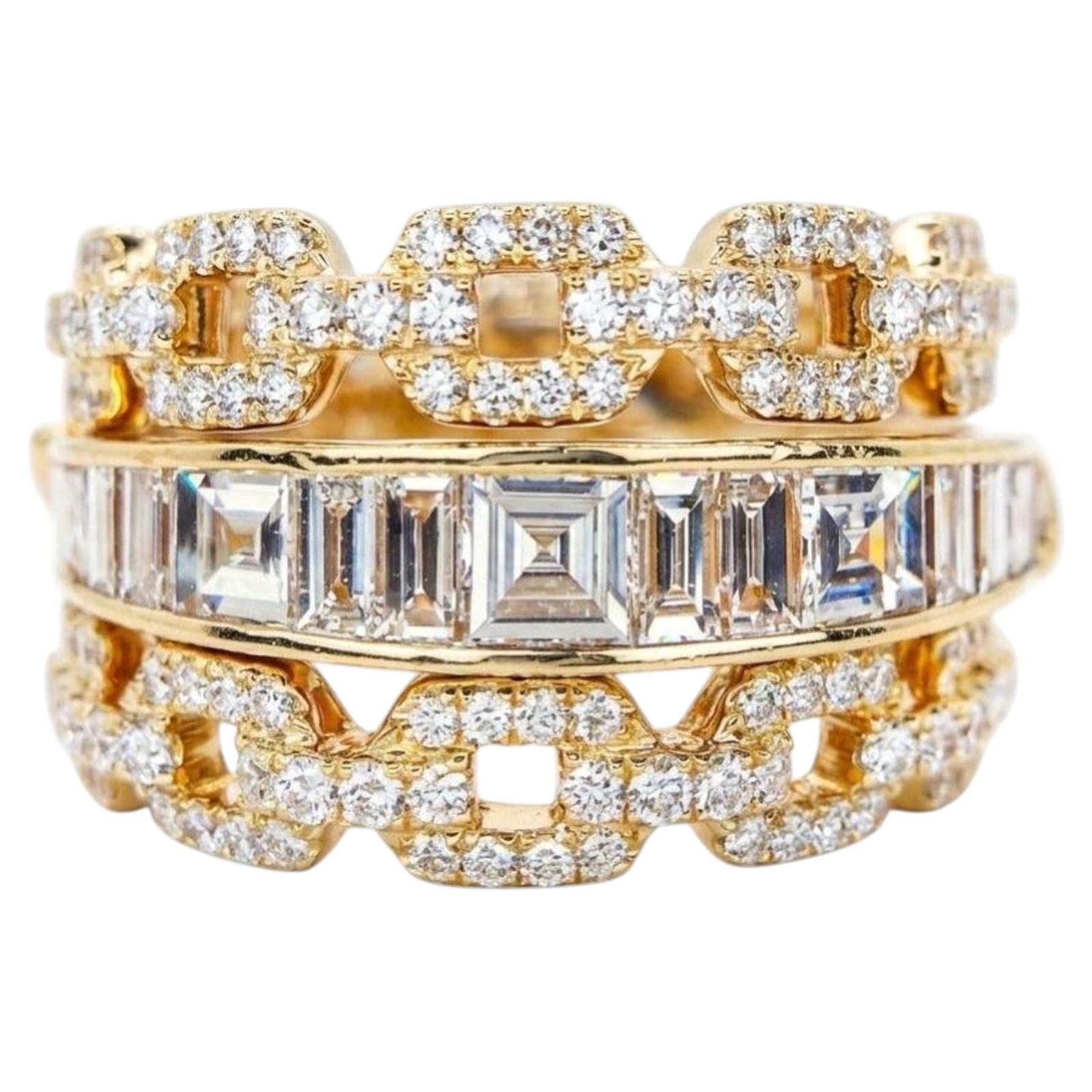 Pre-owned David Yurman 3.00 Carat Diamond 18k Gold Statement Ring In Multiple