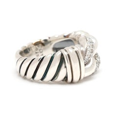 David Yurman .30ctw Diamond Belmont CurbChain Ring, Sterling Silver, Ring Size 6