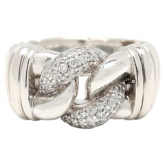 David Yurman .30ctw Diamond Belmont CurbChain Ring, Sterling Silver, Ring Size 6