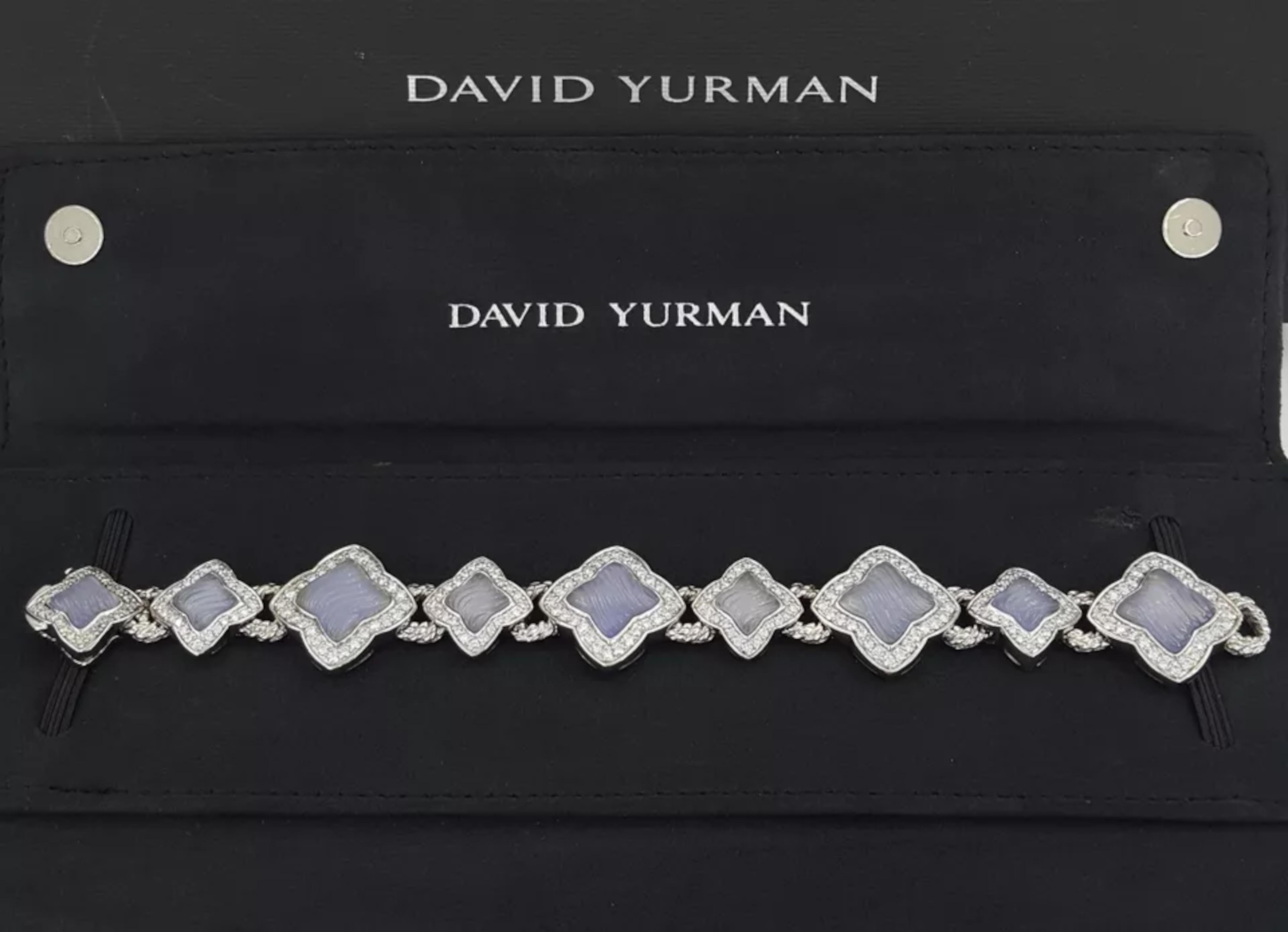 Contemporary David Yurman 3.44 ct Quatrefoil Round Brilliant Cut Diamond Bracelet For Sale