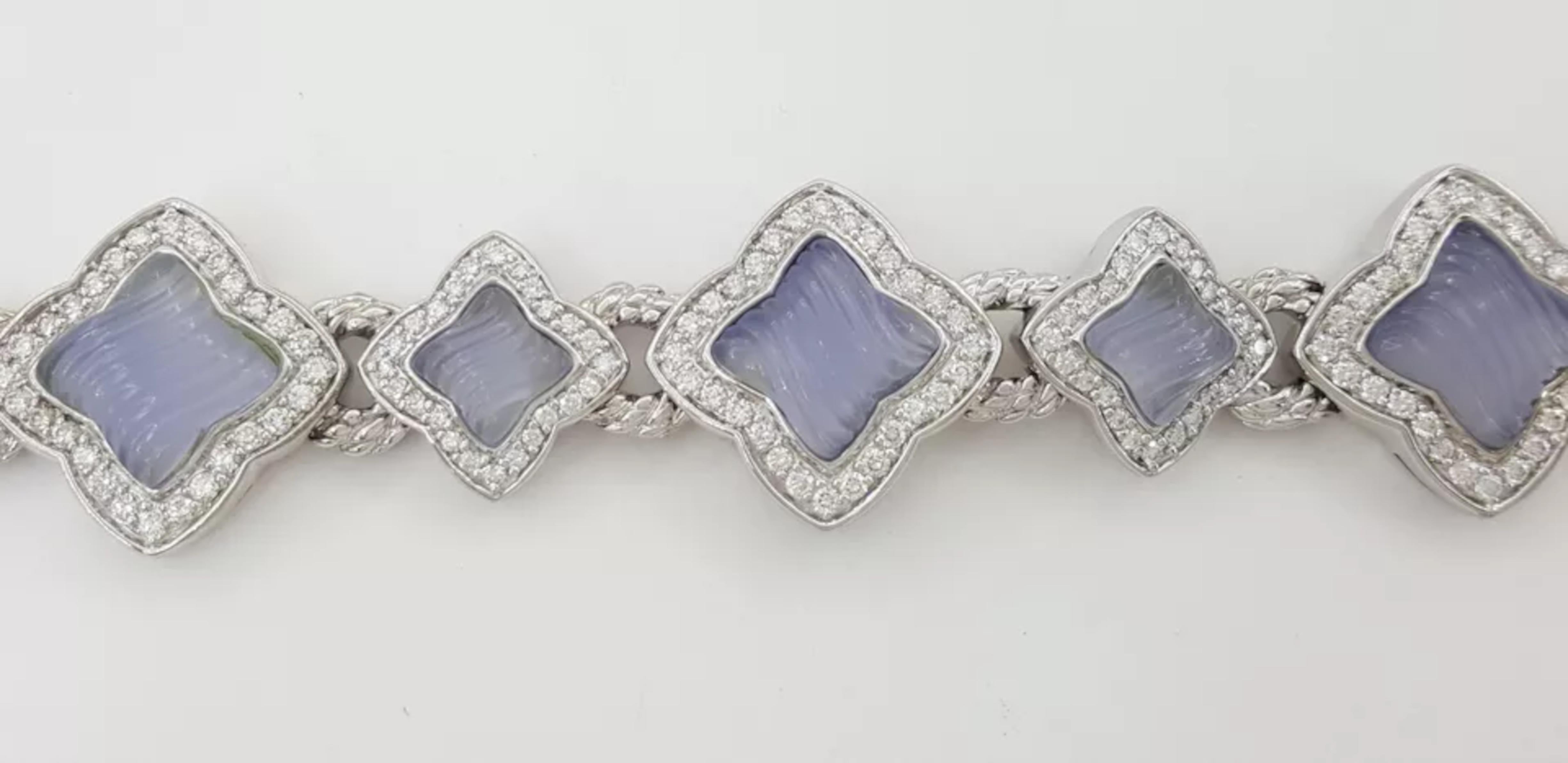 Round Cut David Yurman 3.44 ct Quatrefoil Round Brilliant Cut Diamond Bracelet For Sale