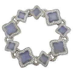 David Yurman Pulsera de diamantes redondos talla brillante cuatrifoliar de 3,44 ct
