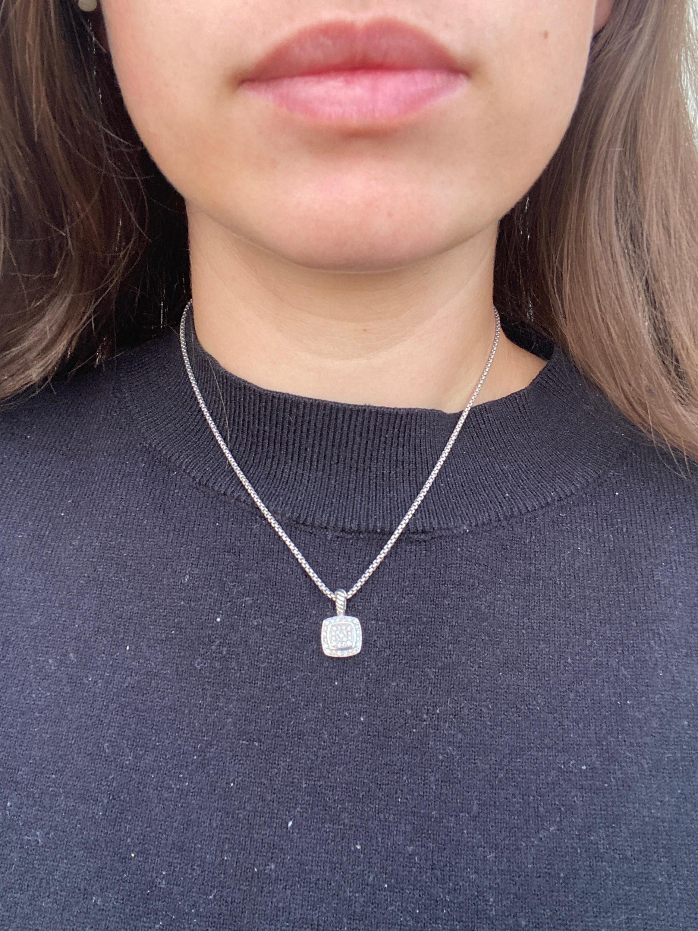 David Yurman - Collier à pendentifs en diamants de 0,37ctw, en argent, longueur 16 pouces Unisexe en vente