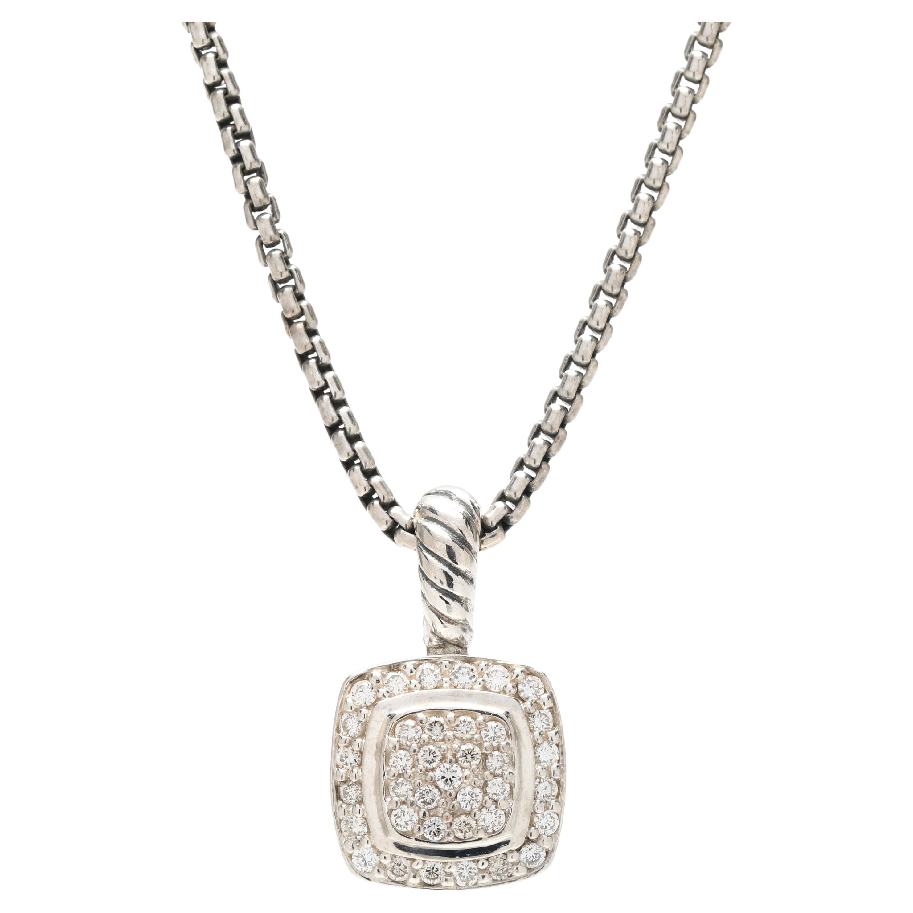 David Yurman - Collana con ciondolo di diamanti da .37ctw, A. Silver, lunghezza 16 pollici in vendita