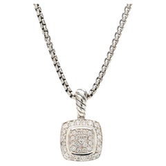 David Yurman .37ctw Diamond Pendant Necklace, Sterling Silver, Length 16 Inches