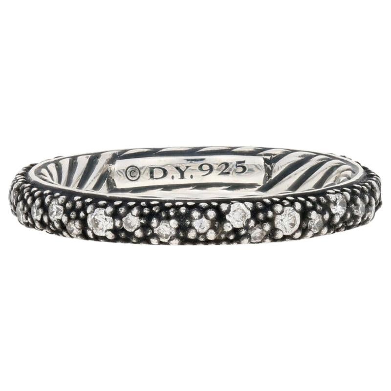 David Yurman .37ctw Round Diamond Midnight Melange Ring Sterling Eternity Band