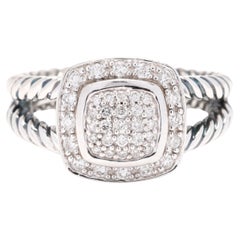 David Yurman Bague de fiançailles en argent sterling et diamant de 0,38ctw, taille 6