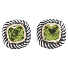 David Yurman 3ctw Peridot-Ohrstecker, Sterlingsilber 14k Gelbgold, Quadratisch