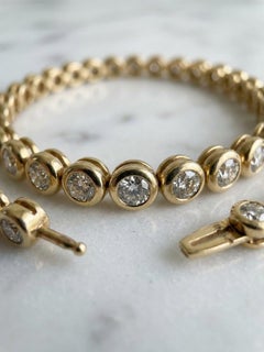 David Yurman 4 Carat Bezel Set Diamond Tennis Bracelet 18K Gold