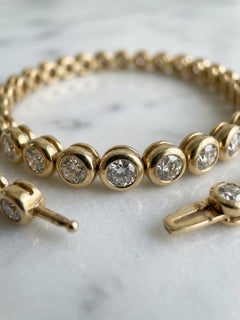 David Yurman 4 Carat Bezel Set Diamond Tennis Bracelet 18K Gold