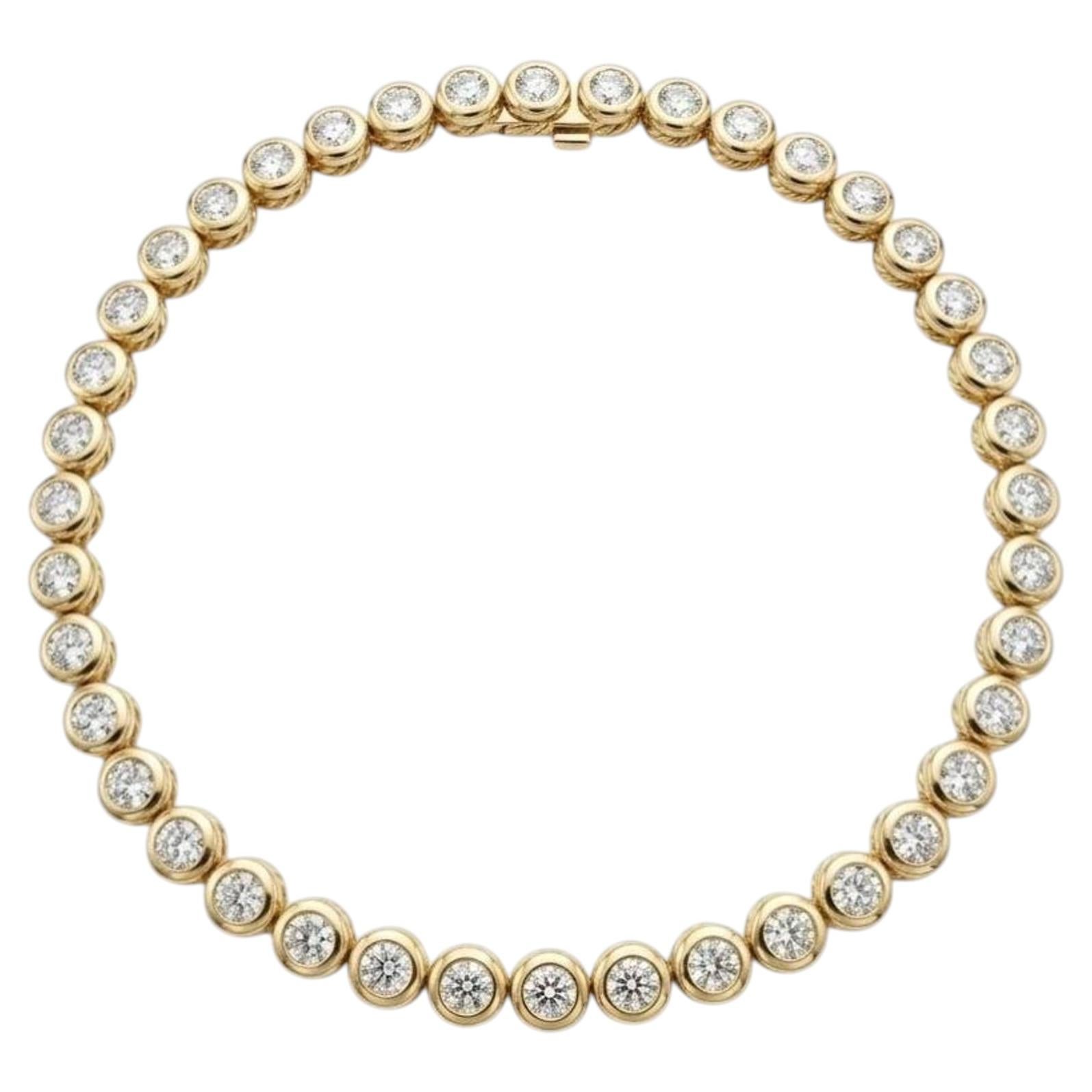 Pre-owned David Yurman 4 Carat Bezel Set Diamond Tennis Bracelet 18k Gold In Multiple