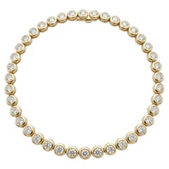 David Yurman 4 Carat Bezel Set Diamond Tennis Bracelet 18K Gold