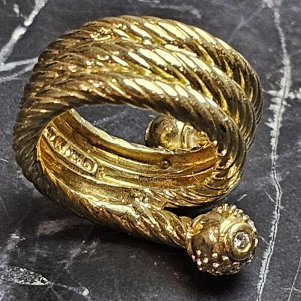 David Yurman Anillo de diamantes con bypass de cable de 4 filas Oro amarillo de 18k Sz 3,25 en Bueno estado para la venta en Northbrook, IL