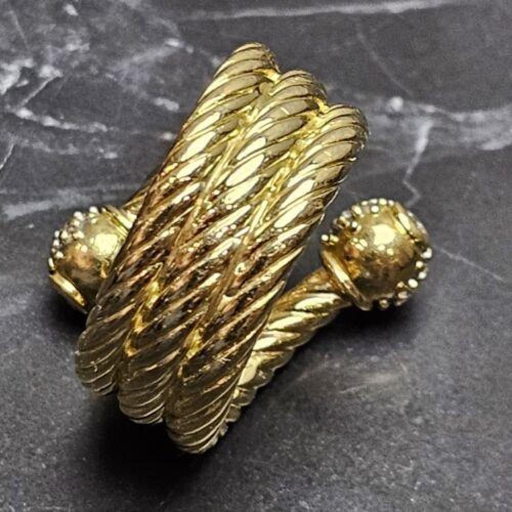 David Yurman Anillo de diamantes con bypass de cable de 4 filas Oro amarillo de 18k Sz 3,25 en venta 1