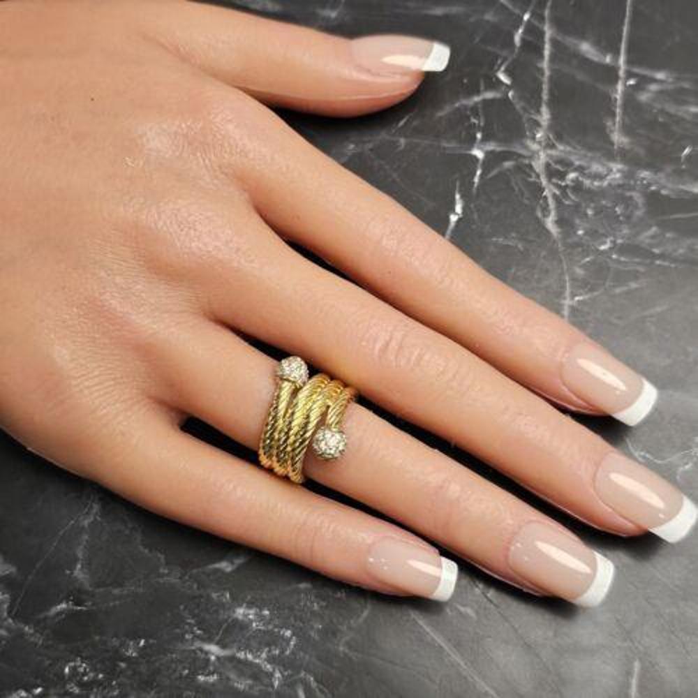 David Yurman Anillo de diamantes con bypass de cable de 4 filas Oro amarillo de 18k Sz 3,25 en venta 2