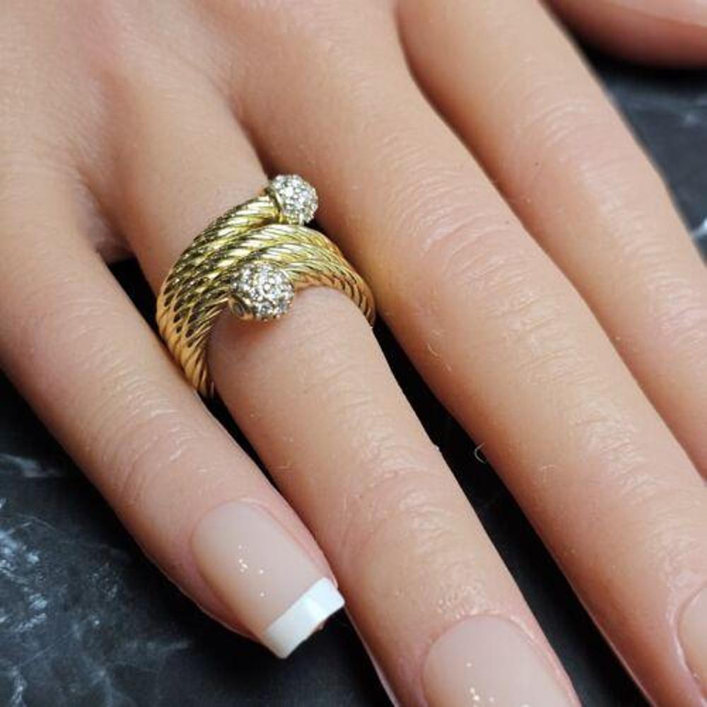 David Yurman Anillo de diamantes con bypass de cable de 4 filas Oro amarillo de 18k Sz 3,25 en venta 3