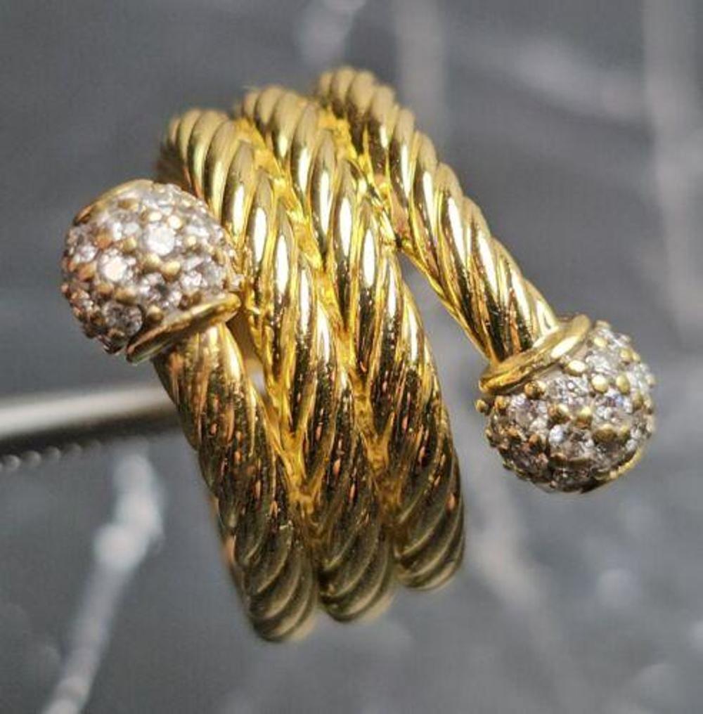 David Yurman Anillo de diamantes con bypass de cable de 4 filas Oro amarillo de 18k Sz 3,25 en venta 4